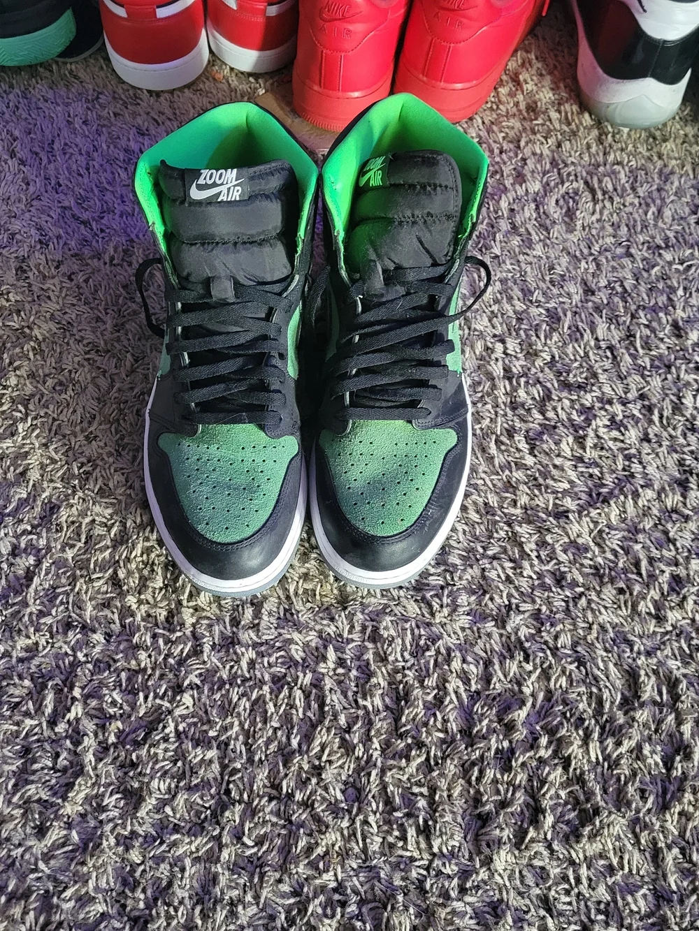 Men's Nike High-Top Zoom Air Dunks in Green and Black Worn Once!